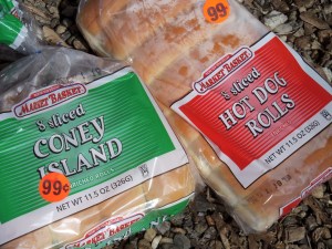 Ah, but the plot thickens. As I bought packages of each this time around, there was no Frankfurter label -- and the Hot Dog tag instead went on what my wife confirms are often called Frankfurter buns or rolls around here. As a further complication, we now have the term Coney Island, which confounds my elder daughter while bringing to my mind something completely different, a miniature hot dog where I grew up, often served covered with "chili." But that's a whole other story.