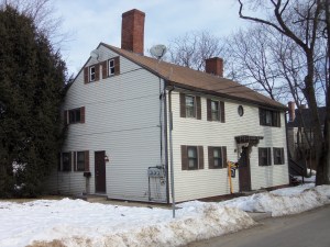 The building has no doubt changed a lot, inside and out, since it was erected three centuries ago -- including the addition of chimneys. But the shape is right for a Friends meetinghouse.