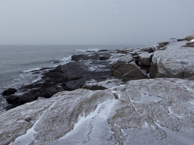 Waves pound the rocks at Sohier Park in York, Maine. 
