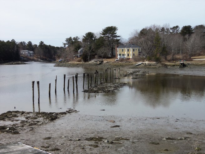 The route to Seapoint once crossed on these pilings, now revealed at low tide.