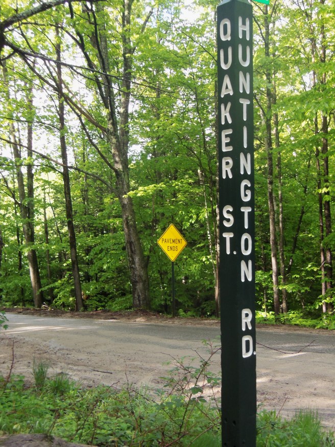 Note the yellow sign, "Pavement ends." It really does feel like a slower place.