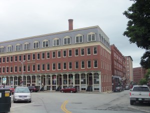 Facing the train station, a reflection of earlier prosperity.