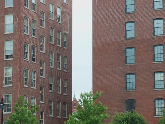 Catch the view of the distant church in the gap.