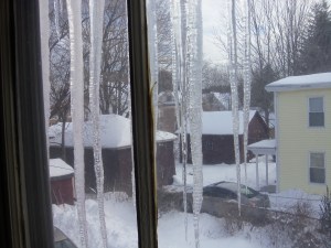 They may be pretty as a grate over the window, but big icicles do come down with a crash. Day or night, it's usually pretty scary.