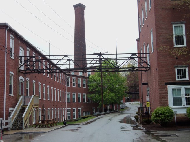 The street winds through the old complex.
