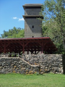 An observation bunker, from World War II, now has a picnic pavilion added for groups to use by reservation. 