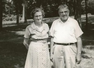 Grandma and Grandpa at family reunion & Aunt Irma Hodson