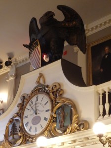 At the rear of the great hall. 